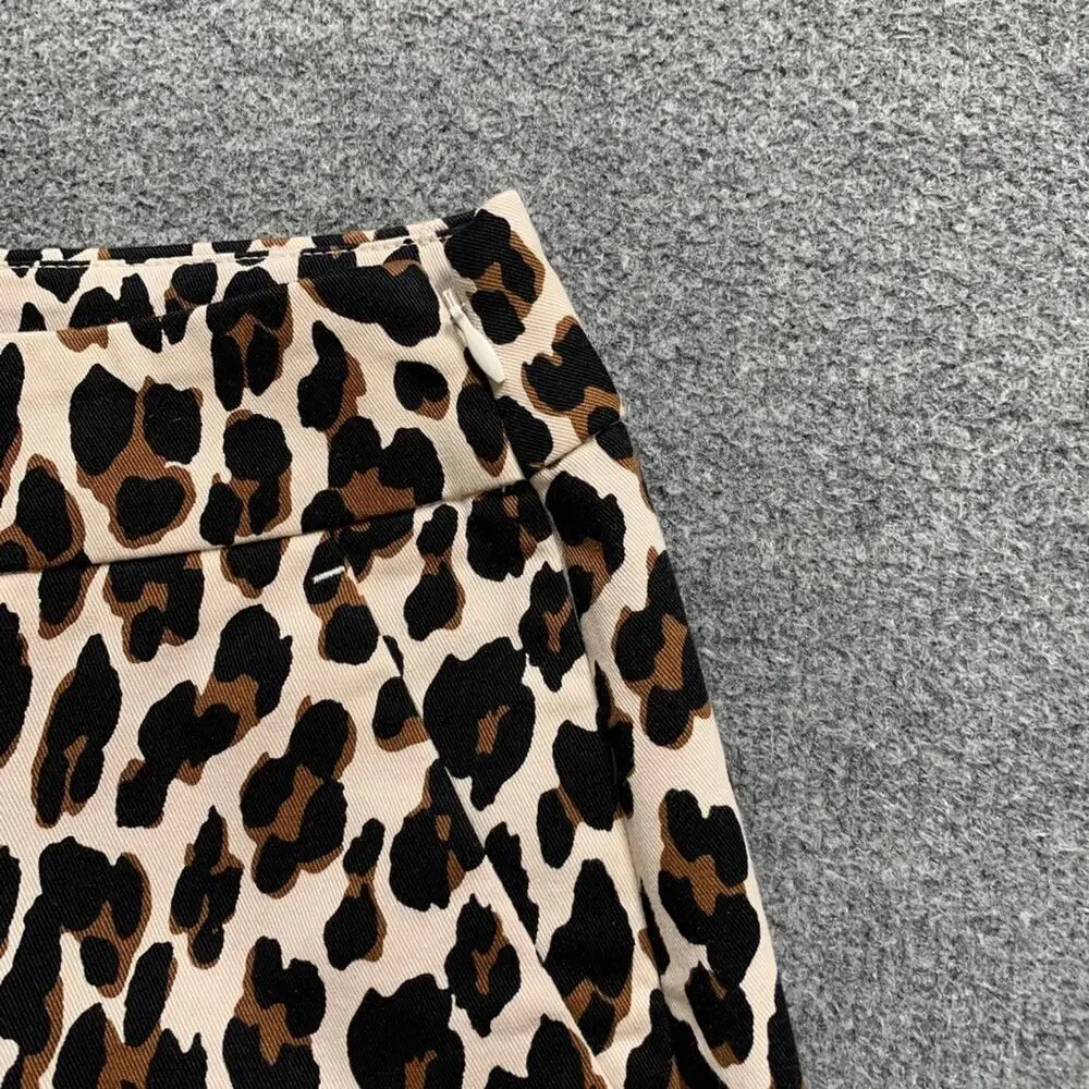 J Crew Pants Womens 4 Multi Cotton Blend Remi Leopard Print High Rise Cropped